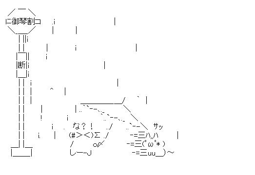 雨と傘のアスキーアート画像
