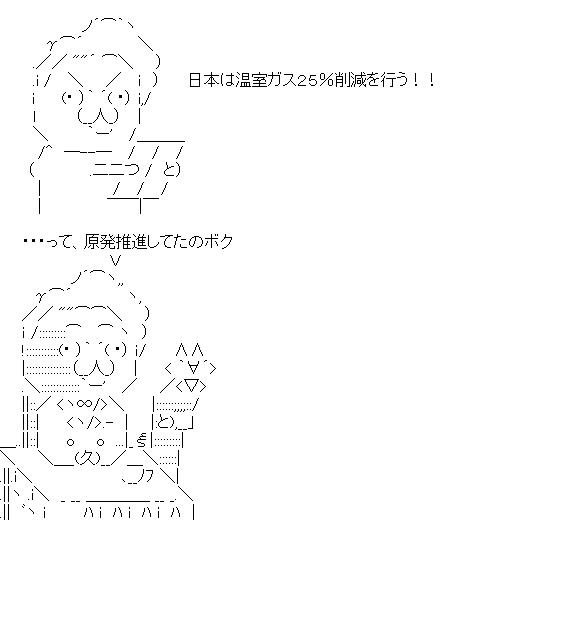 鳩山元首相が脱原発デモにのアスキーアート画像
