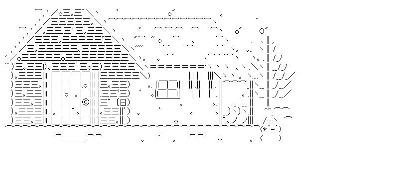 冬景色の家のアスキーアート画像