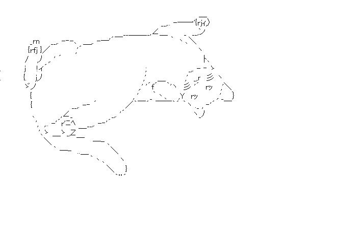 腹這いのネコのアスキーアート画像