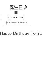 誕生日ケーキのアスキーアート画像