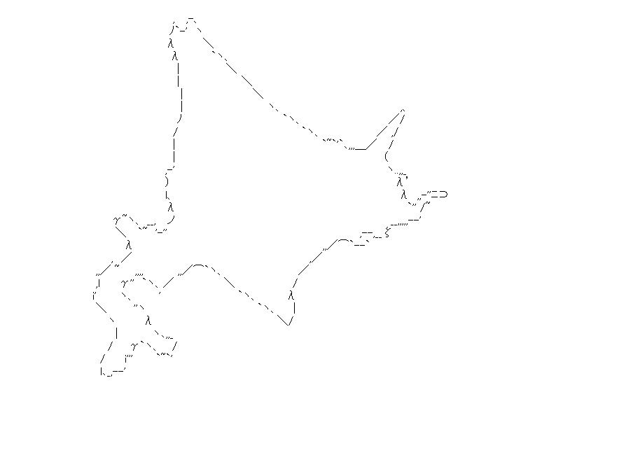 北海道の地図のアスキーアート画像