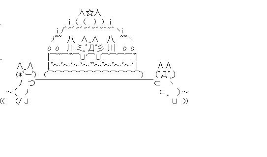 猫ケーキのアスキーアート画像