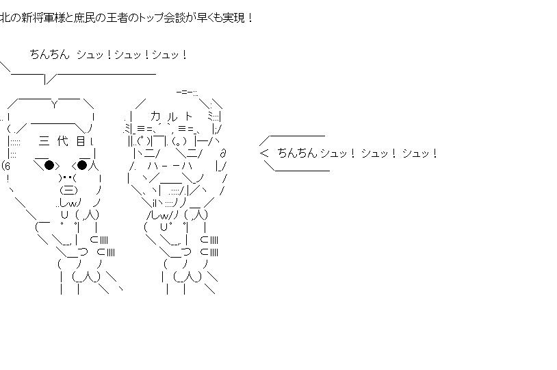 新将軍様とトップ会談のアスキーアート画像