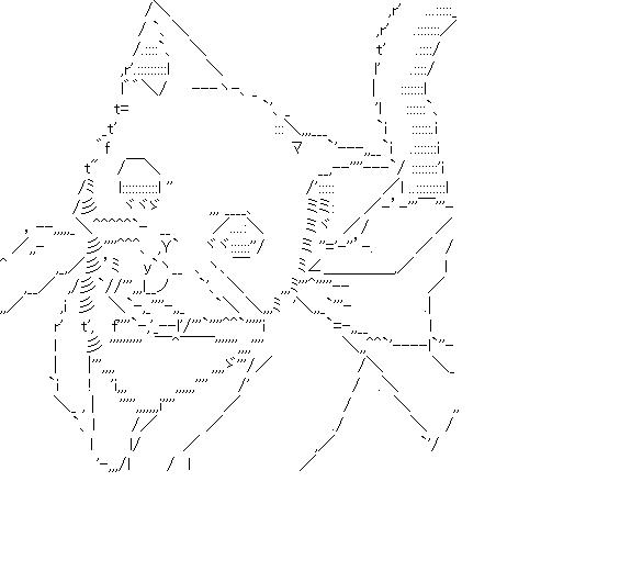 ネコ(猫の恩返し)のアスキーアート画像