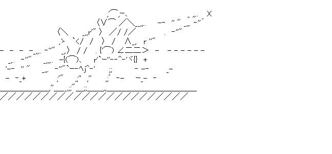 空母からの発進のアスキーアート画像
